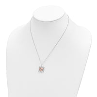 Sterling Silver RH-pltd Rose-pltd MOM/LOVE Spins CZ w/2in ext.Necklace