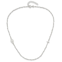 Sterling Silver Medal/Cross w/1.5in ext. Rosary Necklace