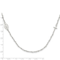 Sterling Silver Medal/Cross w/1.5in ext. Rosary Necklace