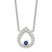 Sterling Silver Polished CZ Teardrop Necklace