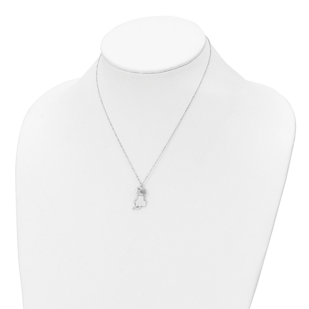 Sterling Silver Rhodium-plated CZ Dog Necklace