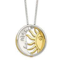 Sterling Silver & Gold-plated Polished Sun & Moon Necklace