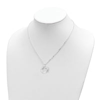 Sterling Silver Polished/Satin World w/.75 in ext Necklace