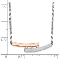 Sterling Silver RH-plt Rose-plated Diamond Bar 16.5in w/1in ext Necklace