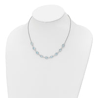 Sterling Silver Rhodium-plated Polished Blue Topaz w/2 in ext. Necklace