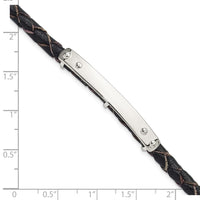 Sterling Silver Genuine Leather ID 8in Toggle Bracelet