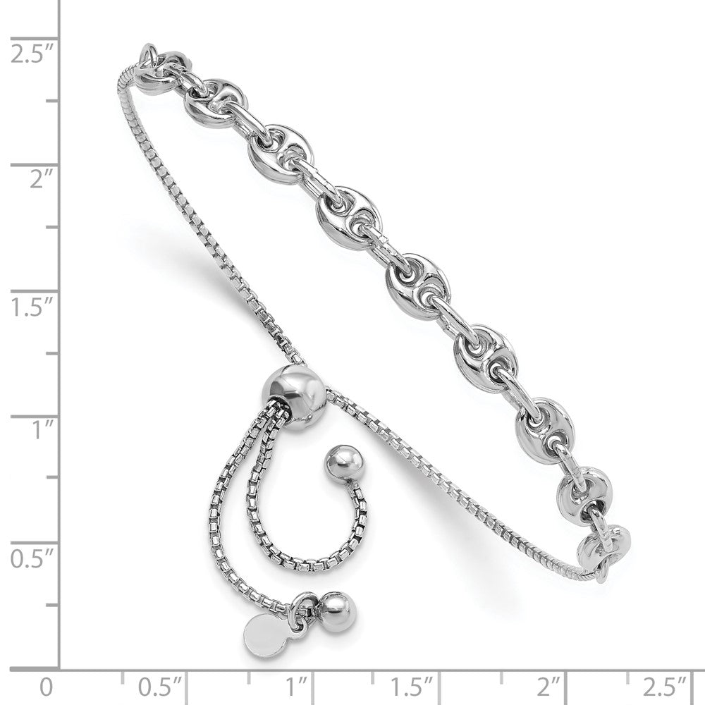 Sterling Silver Rhodium-plated Fancy Adjustable Bracelet