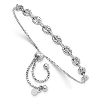 Sterling Silver Rhodium-plated Fancy Adjustable Bracelet