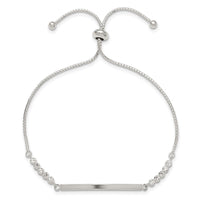Sterling Silver Bar with CZ Adjustable Bracelet