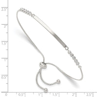 Sterling Silver Bar with CZ Adjustable Bracelet