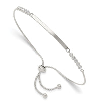 Sterling Silver Bar with CZ Adjustable Bracelet