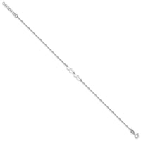Sterling Silver Rhodium-plated Hearts 9in Plus 1in ext Anklet