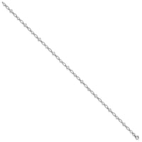 Sterling Silver Rhodium-plated 10 inch Heart and Cross Anklet