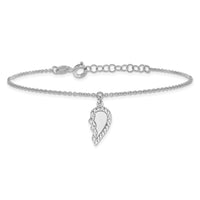 Sterling Silver Rhod-plated CZ Half Heart 7.25in w/1 in ext 2 Bracelet Set
