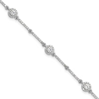 Sterling Silver Rhodium-plated CZ Link 7in w/1in ext. Bracelet