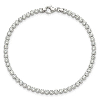 Sterling Silver Rhodium-plated 3 mm Round CZ 7.5in Tennis Bracelet