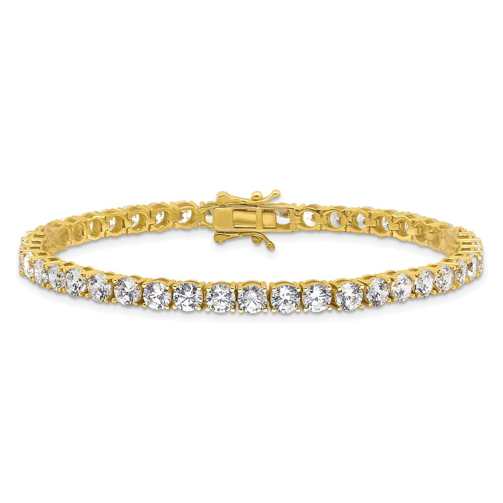 Sterling Silver Gold-plated 4mm CZ 7.5in Tennis Bracelet