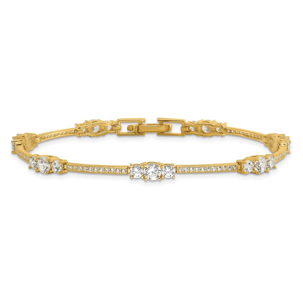 Sterling Silver Gold-tone CZ 7in Bracelet