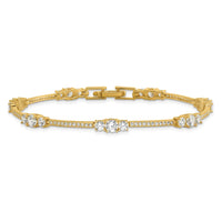 Sterling Silver Gold-tone CZ 7in Bracelet
