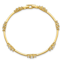 Sterling Silver Gold-tone CZ 7in Bracelet