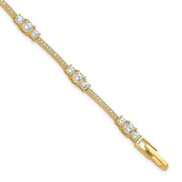 Sterling Silver Gold-tone CZ 7in Bracelet