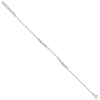 Sterling Silver Rhodium-plated CZ 7in w/1in ext. ID Bracelet