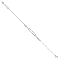 Sterling Silver Rhodium-plated CZ 7in with .75in ext. Bracelet