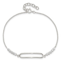 Sterling Silver Rhodium-plated CZ 7in with .75in ext. Bracelet