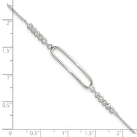 Sterling Silver Rhodium-plated CZ 7in with .75in ext. Bracelet