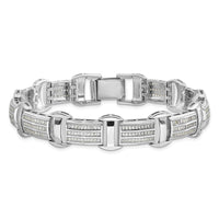 Sterling Silver Rhodium-plated Polished CZ 7.5in Link Bracelet