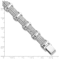 Sterling Silver Rhodium-plated Polished CZ 7.5in Link Bracelet