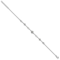 Pure Fire Sterling Silver Rhodium-plated Fancy CZ 7in w/1in ext Bracelet