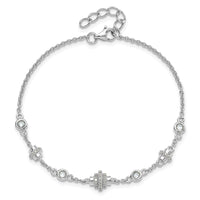 Pure Fire Sterling Silver Rhodium-plated Fancy CZ 7in w/1in ext Bracelet