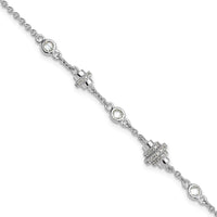 Pure Fire Sterling Silver Rhodium-plated Fancy CZ 7in w/1in ext Bracelet