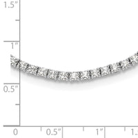 Sterling Silver Rhodium-plated Polished CZ Tennis Necklace