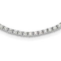 Sterling Silver Rhodium-plated Polished CZ Tennis Necklace