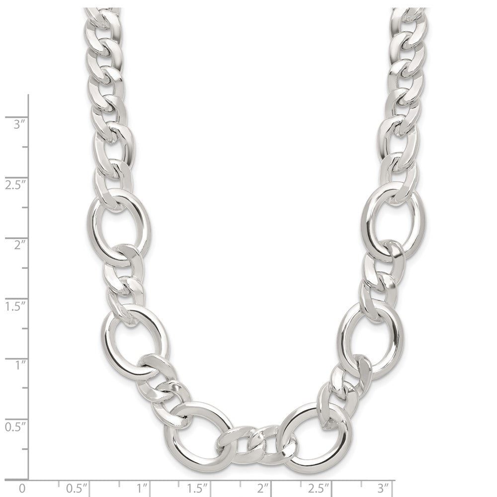 Sterling Silver Polished Fancy Link Necklace