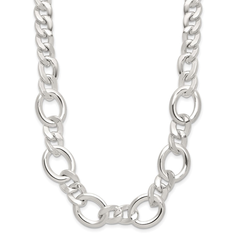 Sterling Silver Polished Fancy Link Necklace