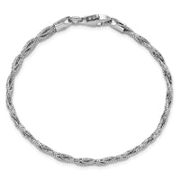 Sterling Silver Polished Rhodium-plated Diamond-cut Braided Bracelet
