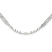 Sterling Silver Polished Multi-Strand 18in w/2in ext. Tube Necklace