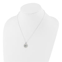 Sterling Silver Rh-plated Created Blue Spinel and CZ Evil Eye 18in Necklace