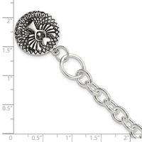 Sterling Silver Oxidized Dangle GUARDIAN ANGEL Toggle Clasp Bracelet
