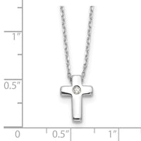 Sterling Silver Rhodium-plated CZ Cross 16in Necklace