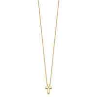 Sterling Silver Gold-plated CZ Cross 13 Inch w/ 2 Inch Extenstion Necklace