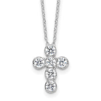 Sterling Silver Rhodium-plated CZ Cross 16in w/2in ext Necklace