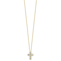 Sterling Silver Gold-tone CZ Cross 16in w/2in ext Necklace