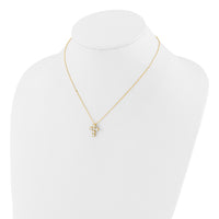 Sterling Silver Gold-tone CZ Cross 16in w/2in ext Necklace