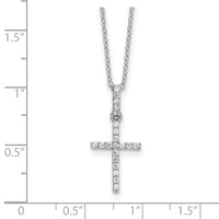 Sterling Silver Rhodium-plated CZ Cross 16in Necklace