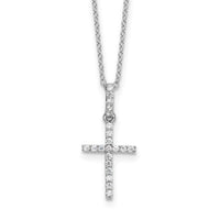 Sterling Silver Rhodium-plated CZ Cross 16in Necklace
