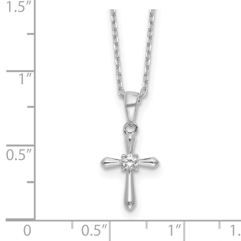 Sterling Silver Rhodium-plated CZ 13in w/2in ext. Necklace